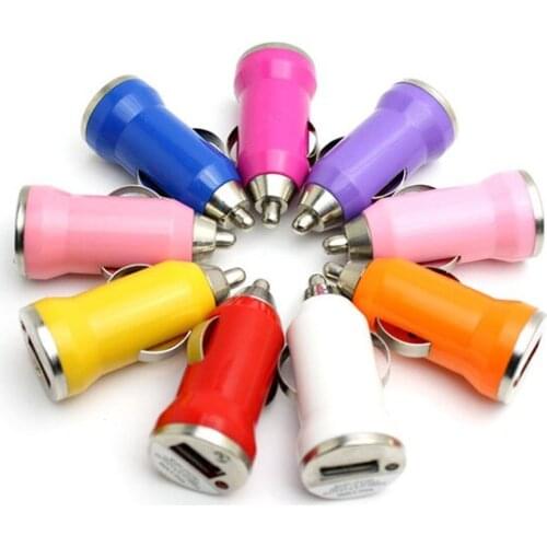 5V 1A Mini Single Port Portable Bullet USB Car Power Charger Adapter Sockets for Iphone All Smart Phone 100pcs