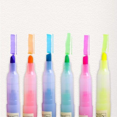 6 Colors/set Candy Color Highlighter Pen Single/dual Head Fluorescent Highlighters Marker Pen School Office Supplies Stationery