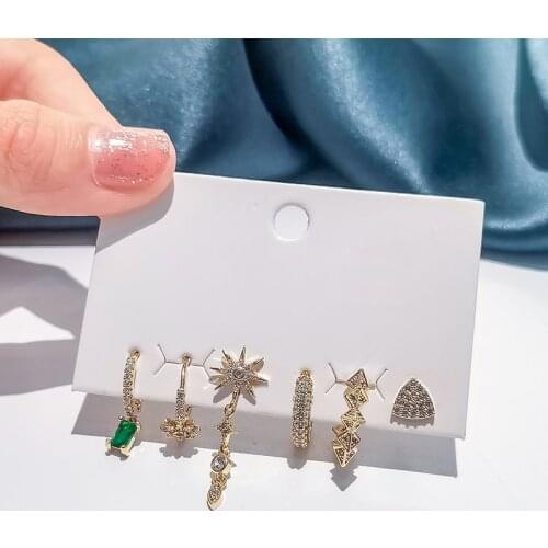 6 pieces/set 925 Sterling Silver Star Hoop Earrings Set For Women Creative Luxury Micro Zircon Earrings Jewelry Accessories