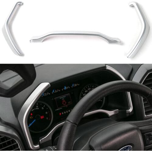 ABS Car Inner Dashboard Instrument Box Panel Cover Trim For Ford F150 2015+ Wood Style/Silver/Red