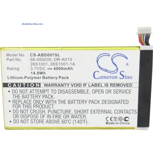 Cameron Sino 4000mAh Battery 58-000035, DR-A015 for Amazon KC2,KC2-D,Kindle Fire 7", Kindle Fire HD, Kindle Fire HD 2013, X43Z60