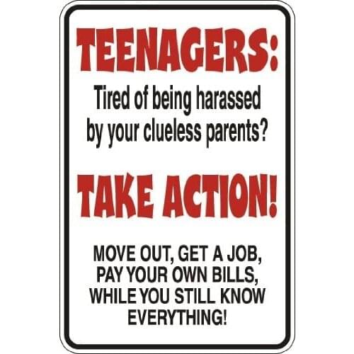 StickerPirate Teenagers Take Action 8" x 12" Metal Novelty Sign Aluminum S112