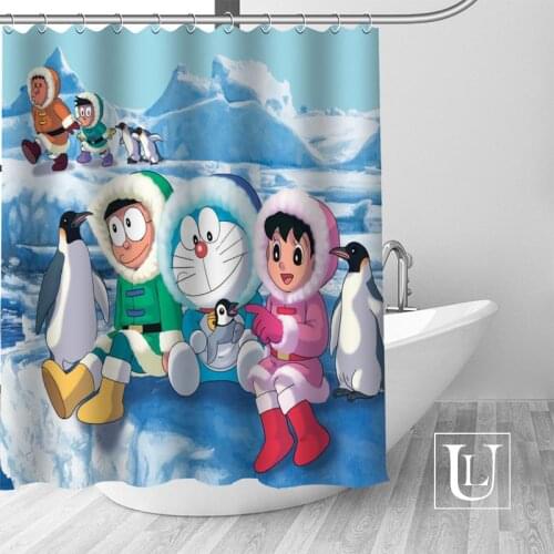 Big Sale New Custom Doraemon Modern Shower Curtain with Hooks bathroom Waterproof Polyester Fabric