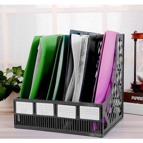 File Holder Document Tray 4-Grid Desktop Storage File Organizer Mesh Files Shelf Desktop File Rack Book Holder Office Supplies