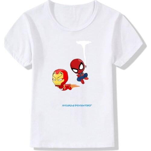 Marvel Kids New Style T-Shirts Ironman Spiderman Captain American Print Tshirts Clothes Girls Boys Avengers Disney Children Tees