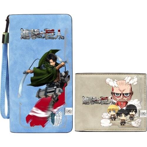 Attack on Titan Cartoon Long Purse Unisex PU Leahter Short Wallet Anime Coins Change Bag Girls ID Card Holder Cute Money Clutch
