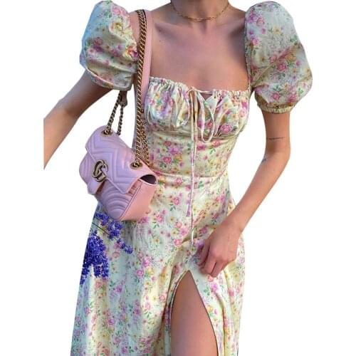 FLOWERS SPRAL Summer Dresses With Sleeves