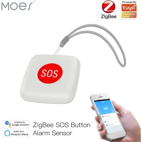 Tuya ZigBee SOS Button Sensor Alarm Elderly Children Alarm Emergency Help Switch Tuya Smart Life App Remote Control