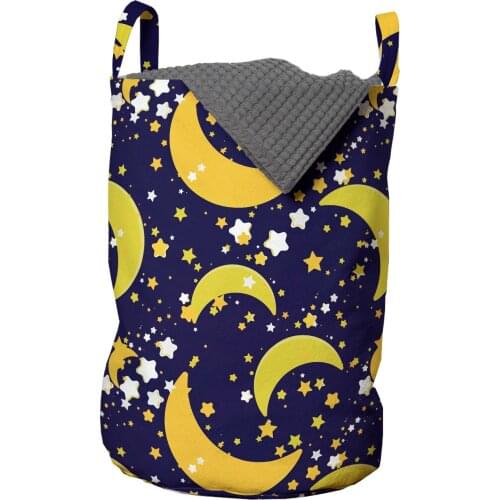 Crescent Stars Laundry Basket Night Time Moon Sky Artwork Organizer for Clothes Underwear Socks Toys Wash Bag & Home Storage