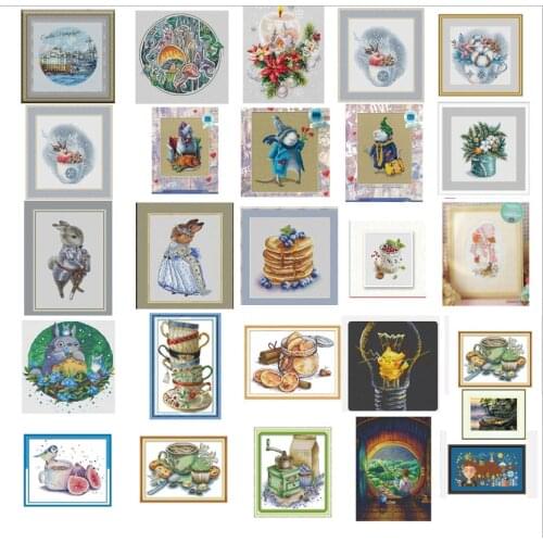 Oneroom Beautiful Lovely Counted Cross Stitch Kit Morning Lake Village Boat Vessel House Cottage Home dim 65091