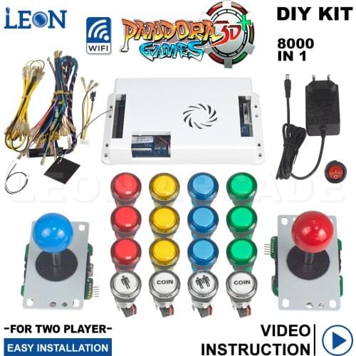 Mame Pandora Box 3d 8000 In 1 Led Cable Arcade Button Illuminated 5 Pin 8 Way Pandora Arcade Joystick Kit Arcade Pandora 3d Wifi