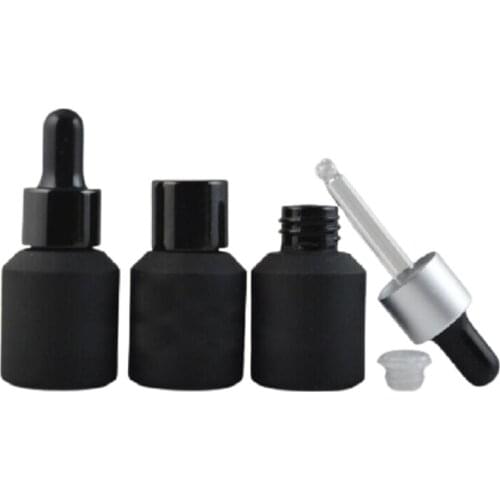 15ML 30pcs/lot Frosted Empty Glass Cosmetic Toner Bottle, DIY Black Elegant Dropper Bottle, Essential Oil Packing Storage