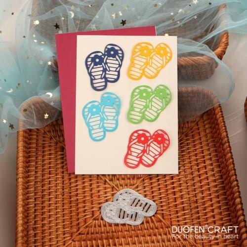 DUOFEN METAL CUTTING DIES Leisure fashion slippers Sandals stencil DIY Scrapbook Paper Album 2021 new