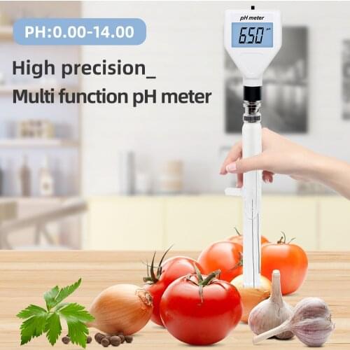 Multipurpose pH Meter Digital Acidity Meter PH-98211 pH Tester Soil Meter Tester with White Backlight for Cheese Meat Soil 40