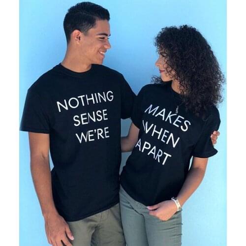 2019 New Arrival OMSJ Couple T shirt Women Casual 100% Cotton Letter Printing Fashion Men Couple T shirt For Lovers Tops Tee