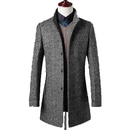 Woolen 78% Overcoat Men Brand-Clothing High Quality Mens Wool Coat Men Jacket New Mandarin Collar Mens Coats Overcoats WUJ1157 s