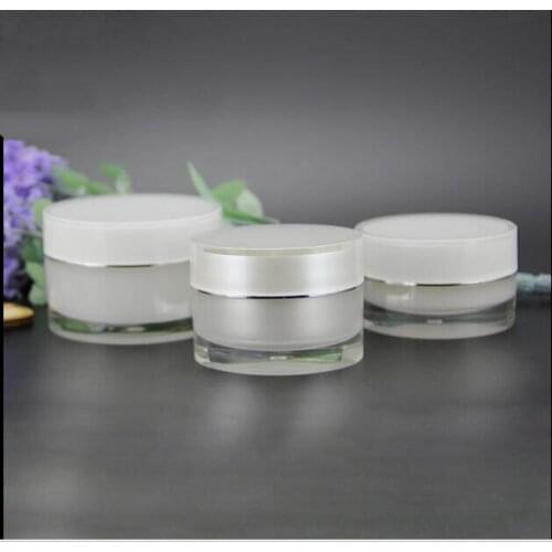 50G straight round pearl white acrylic jar pot tin bottle for cream/essence/moisturizer/gel cosmetic packing plastic jar