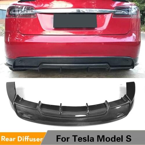 Carbon Fiber Rear Bumper Exhaust Diffuser Lip Splitters for Tesla Model S 70D P85D 90D P100D Sedan 4 Door 16-17 Car Accessories