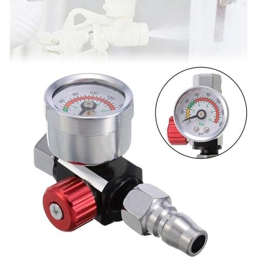 1Pc Air Regulators 1/4" BSP Threads Mini Air Regulator Valve Tool 48 X 60mm Tail Pressure Gauge w/ Nozzle Durable For Spray Tool