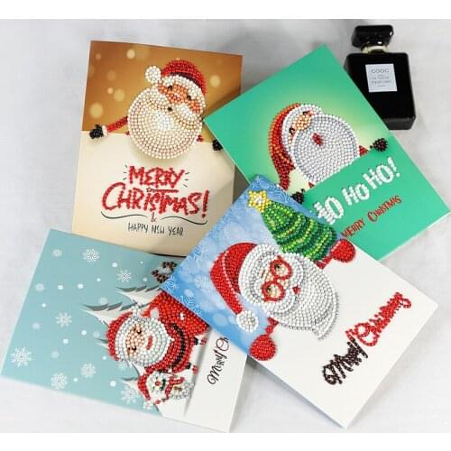 8PCS/LOT Christmas 5D Card Festive Birthday New Year Wishes Card Creative DIY Diamond Painting Greeting Cards
