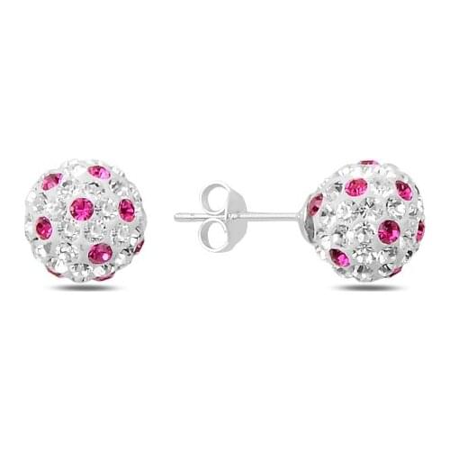 KUTAYDAN Zircon Cubic Zirconia Ball Earrings 925 Sterling Silver