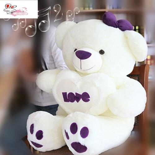Lovely white bear with love heart plush toy large 100cm bear soft throw pillow, Christmas birthday gift F002