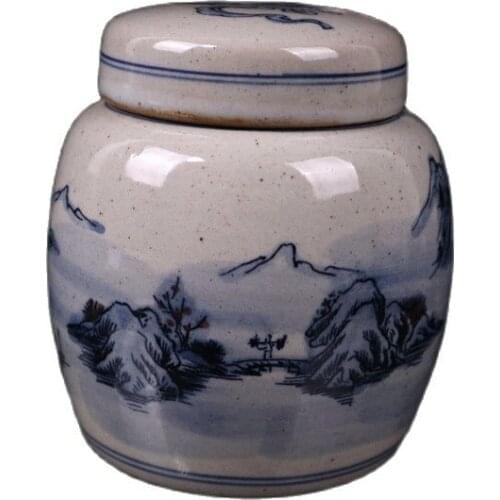 Blue and white underglaze red landscape painting of Jingdezhen ceramics in China