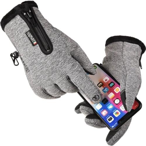 5 Size Unisex Waterproof Winter Gloves Cycling Cold-proof Fluff Warm Cashmere Gloves Windproof Anti Slip Wool Touchscreen Gloves