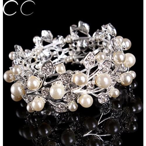 CC jewelry fashion jewelry beautiful wedding accessories pearl bracelets bangles for women bridals engagement bijoux gift E009