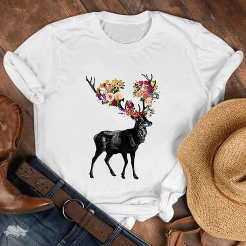 Fashion Cartoon Butterfly Floral Elegant Printed Graphics Female T Shirt Casual White Round Neck Summer Women Tshirt