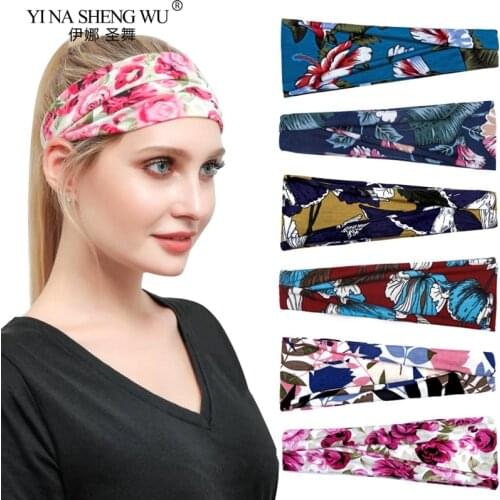 Printed Sports Wide Turban Yoga Sport Sweat Women Sweatband For Cycling Yoga Hair Bands Head Bands Push-up Sports Accessories