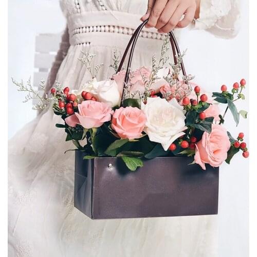 1PC PVC Gift Box with Handles Flower Box Bouquet Gift Fresh Flowers Packaging Valentines Day Wedding Party Decorations Supplies