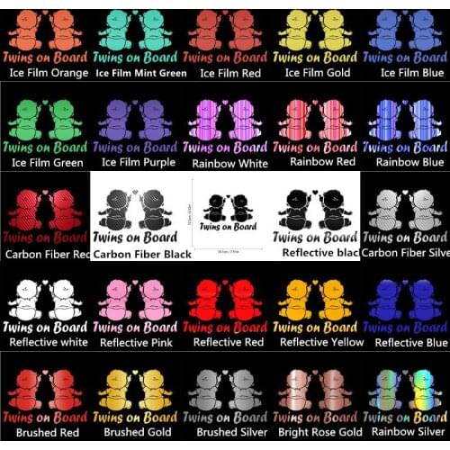 19.1*12.5cm Car Sticker Twins on Board Car Stickers and Decals Car Styling Auto Decor Body Window Vinyl Warning Sign Sticker