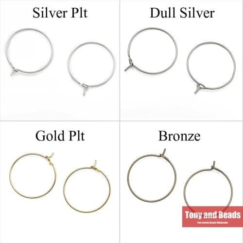 40Pcs=1Lot ! ) Large Round Hoop Earring Finding Hook 30MM Gold Dull Silvers Bronze Plated For Jewelry EW14