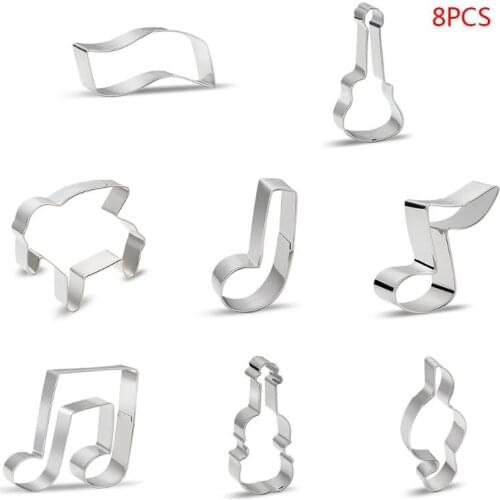 8 Styles Stainless Steel Cookie Cutter Mold Musical Notes Biscuit Mould Fondant R7RC