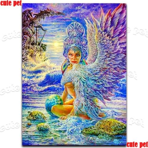 5d Diy Diamond Painting Fantasy Sea God woman Angel Embroidery Cartoon Diamond Art Full Drill Mosaic Handmade kids room Gift