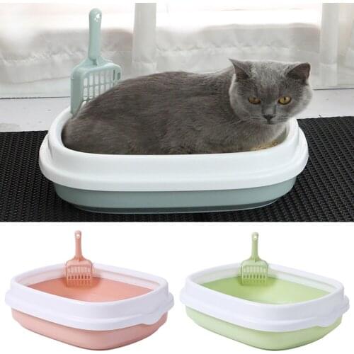 Cat Anti Splash Bedpan Pet Sand Box With Scoop Puppy Pee Tray Trainer Waste Clean Litter Toilette Kitten Pets Toliet Supplies