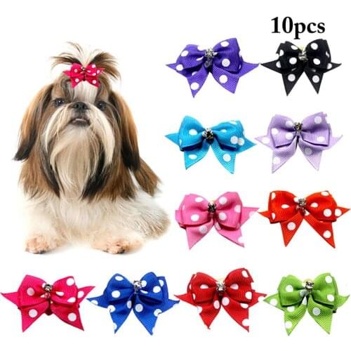 10pc Dog Grooming Bows Mix Colours Cat Dog Hair Bows Small Pog Grooming Accessories Dog Hair Rubber Bands Pet Products