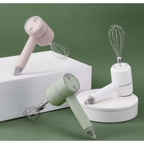 Mini Cordless Electric Egg Beater HandHeld USB Rechargeable Food Blender Milk Frother 3 Speed Cream Cake Mixer