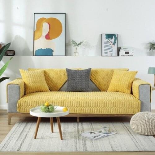 1 Piece Sofa Covers For Living Room Gray Coffee Beige Plush Soft Sofa Cushion Couch Cover Modern Minimalist Corner Sofa Towel