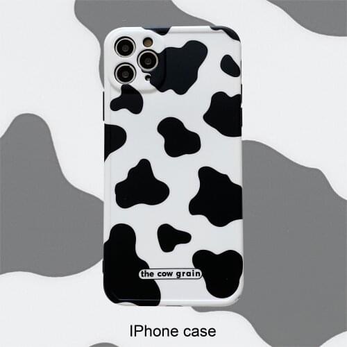Cartoon Cow Pattern Case for iPhone 12 Pro Max Back Phone Cover for 12 Mini 11 Pro Max X XS XR 8 7 Plus SE 2020 Capa