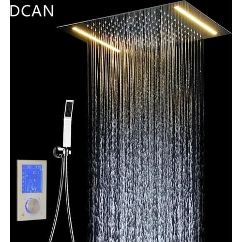 DCAN Digital Shower Set Controller Touch Control Panel SUS304 Rainfall Bathroom Thermostatic Control Led Digital Shower Faucet
