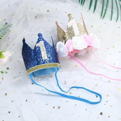 Baby Boy Girl 1 Year Old Number Birthday Caps Flower Crown Kids Hair Accessory Birthday Party Baby Shower Decorations