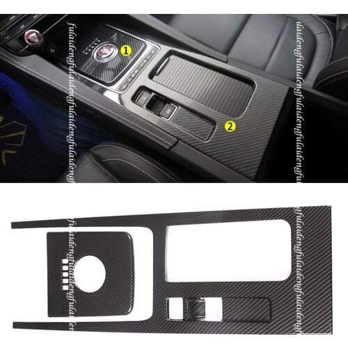For Jaguar F-PACE 2018-2020 Interior ABS Carbon fiber Central gear shift Water cup panel trim cover car accessories