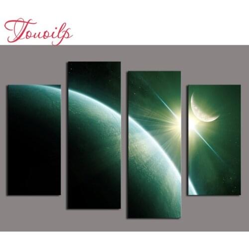 TOUOILP 4pcs,Full Square&round 5D Diamond Painting Star moon Diamond Embroidery,Cross Stitch,Mosaic,sticker,home decoration