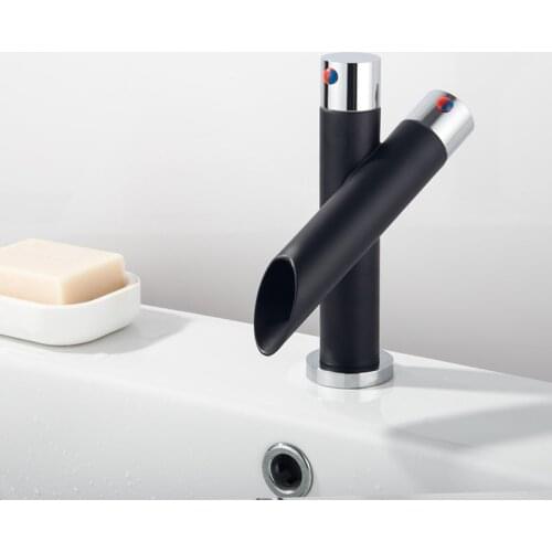 Painting Basin Faucet Bathroom Matte Black Faucet Painting Basin Sink Tap Mixer Hot & Cold Water Faucet Dual Handles
