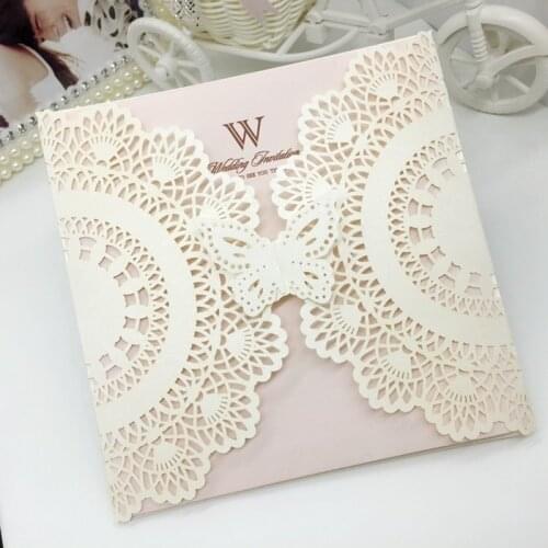 Butterfly Square Wedding Invitations Card Bridal Shower Engagement Mariage Birthday Graduation Thank you Cards Invite