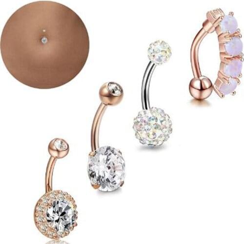 Hot-selling puncture jewelry 14G puncture suit combined with zircon belly button short 4pcs/set xuben desgn