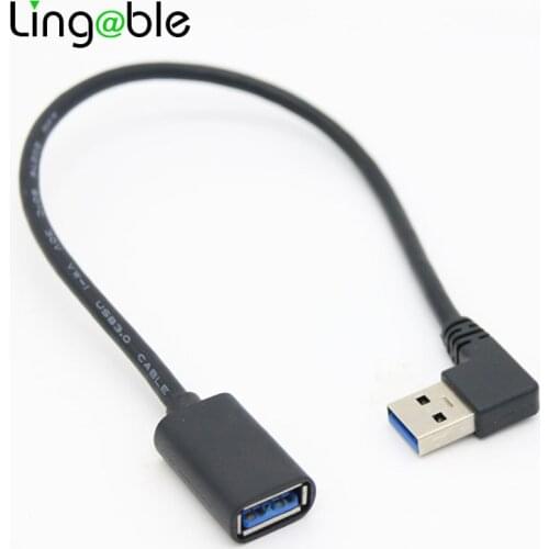 Lingable USB Extension Cable 2.0 3.0 Male to Female Angled 90 Degree Extender USB Data Sync Cables Cabo
