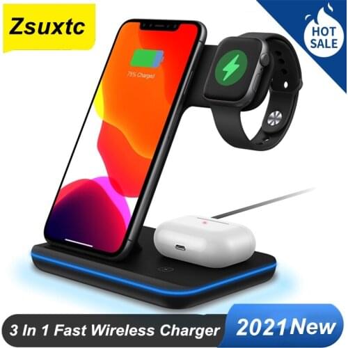 Araceli Z5A 15 W Split 3 In 1 Multi-function Fast Wireless Charger for Mobile Phone Headset Smart Watch Wireless Charger
